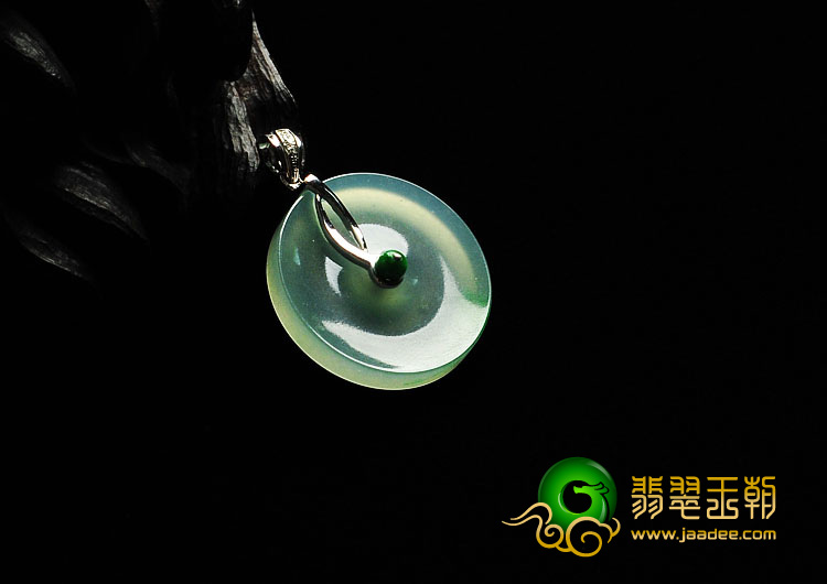 冰玻种晴水飘翠缅甸翡翠A货平安扣挂件