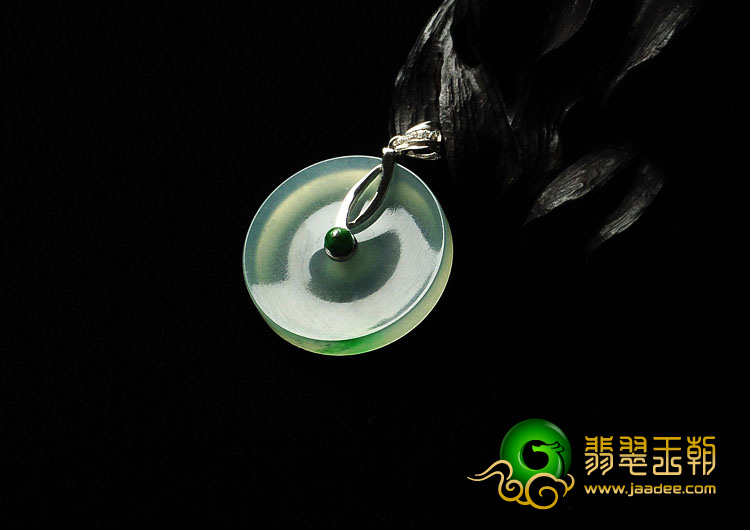 冰玻种晴水飘翠缅甸翡翠A货平安扣挂件