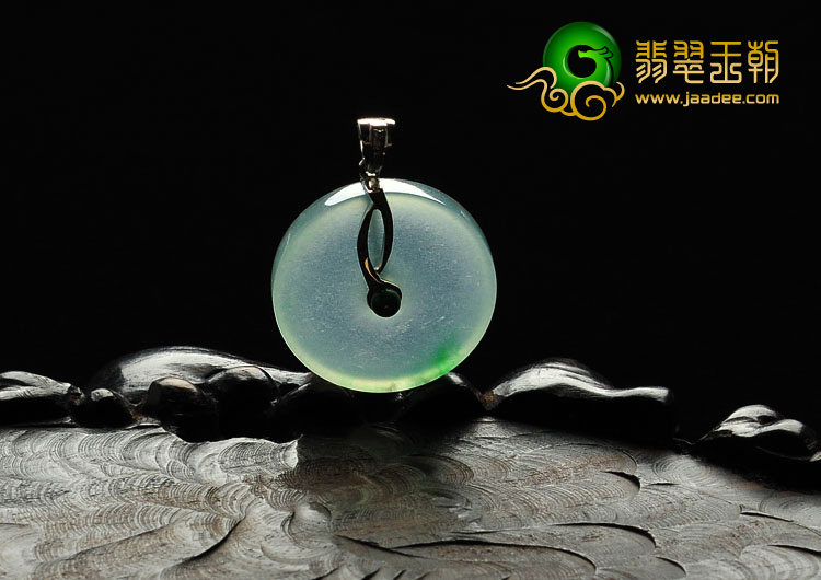 冰玻种晴水飘翠缅甸翡翠A货平安扣挂件