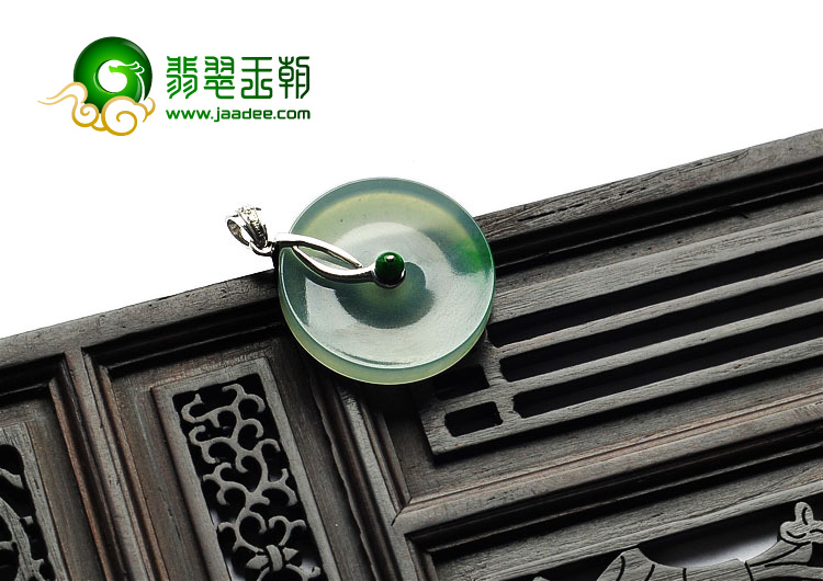 冰玻种晴水飘翠缅甸翡翠A货平安扣挂件