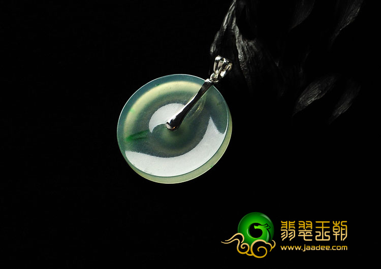 冰玻种晴水飘翠缅甸翡翠A货平安扣挂件