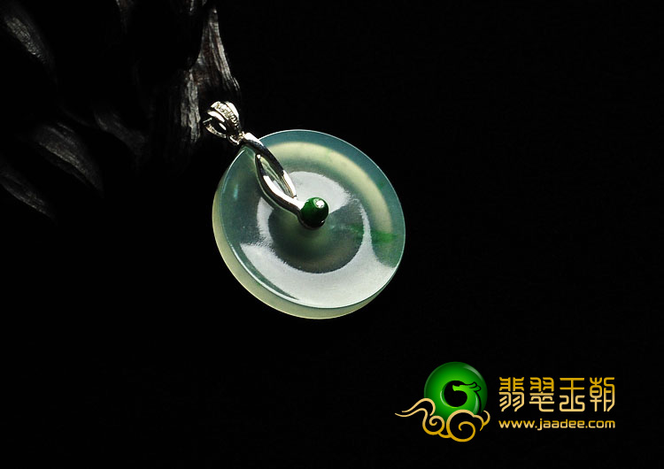 冰玻种晴水飘翠缅甸翡翠A货平安扣挂件