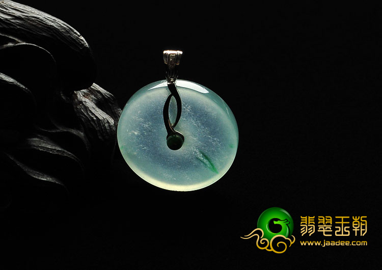 冰玻种晴水飘翠缅甸翡翠A货平安扣挂件
