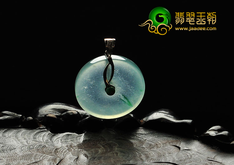 冰玻种晴水飘翠缅甸翡翠A货平安扣挂件