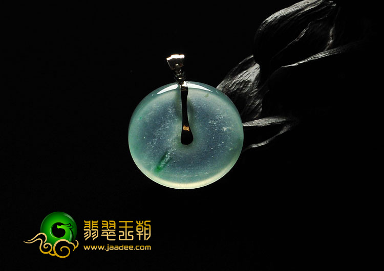 冰玻种晴水飘翠缅甸翡翠A货平安扣挂件