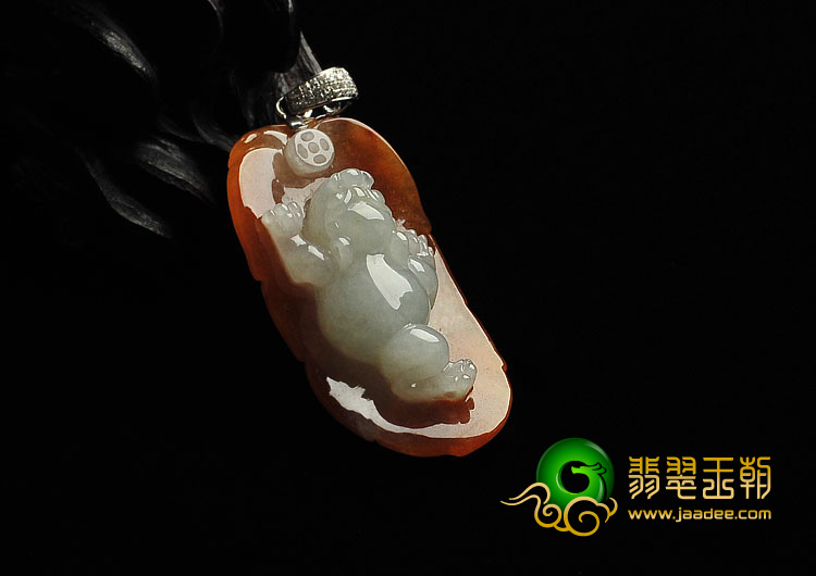 冰种红黄翡缅甸翡翠A货金蟾挂件