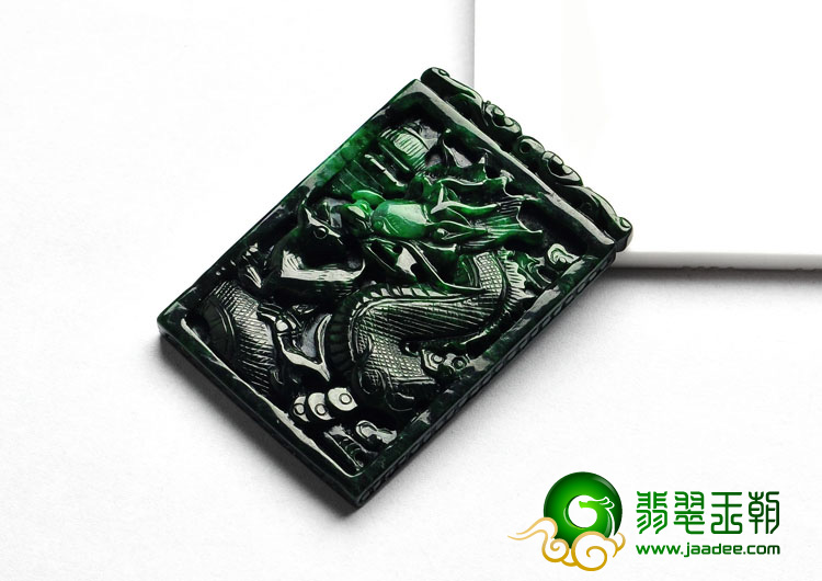 细糯种癣加绿缅甸翡翠A货龙牌挂件