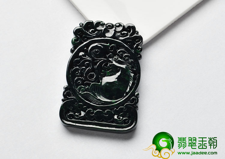 细糯种癣加绿缅甸翡翠A货福在眼前挂件