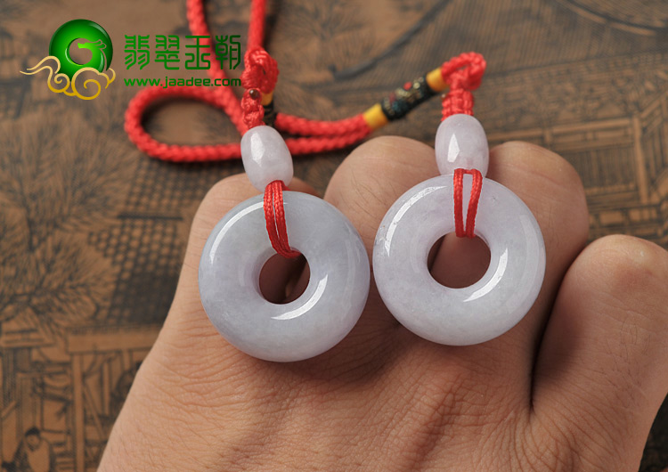 糯冰种紫罗兰缅甸翡翠A货路路通挂件（一对）