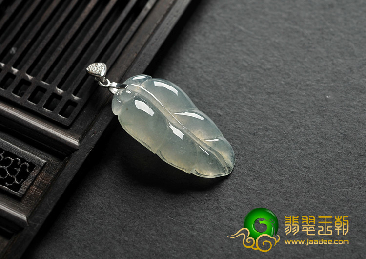 冰种缅甸翡翠A货叶子挂件