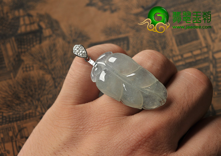 冰种缅甸翡翠A货叶子挂件