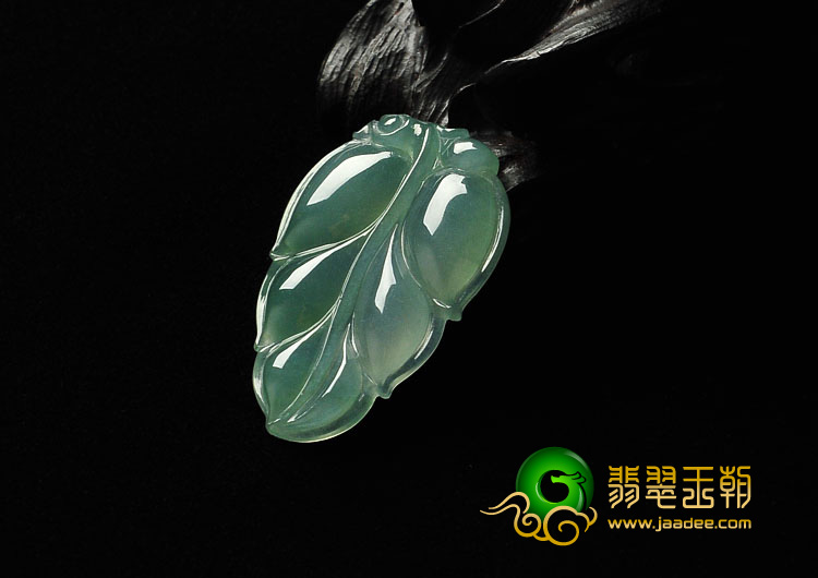 冰种晴水缅甸翡翠A货叶子挂件