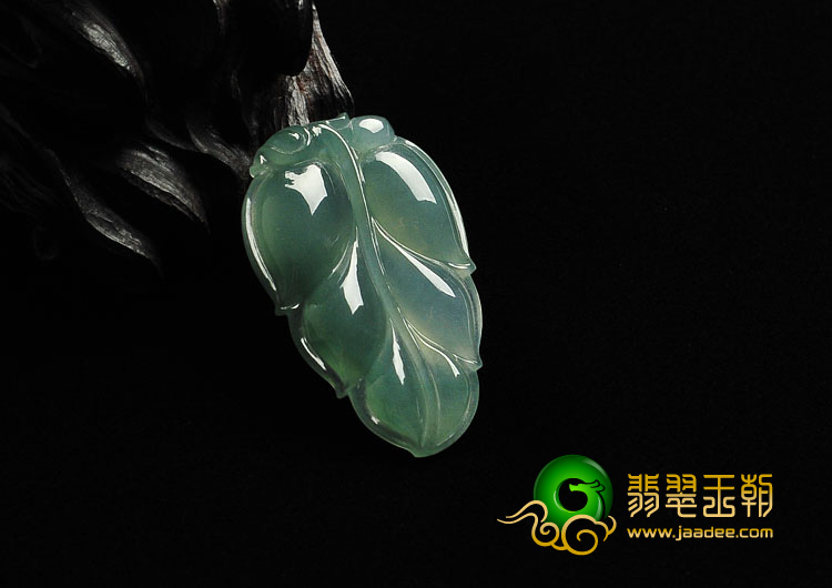 冰种晴水缅甸翡翠A货叶子挂件