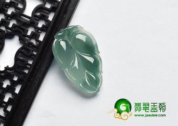 冰种晴水缅甸翡翠A货叶子挂件