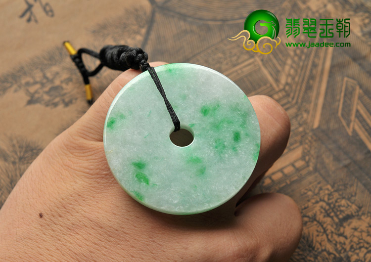 糯冰种飘翠缅甸翡翠A货平安扣挂件