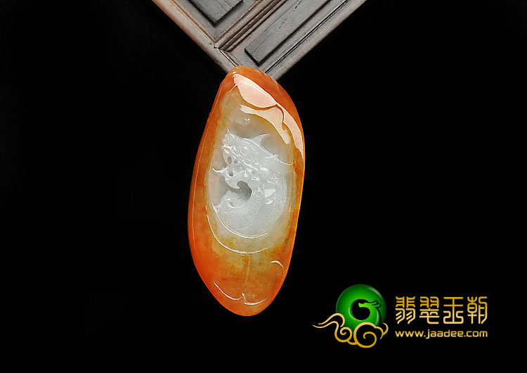 糯冰种红黄翡缅甸翡翠A货龙挂件