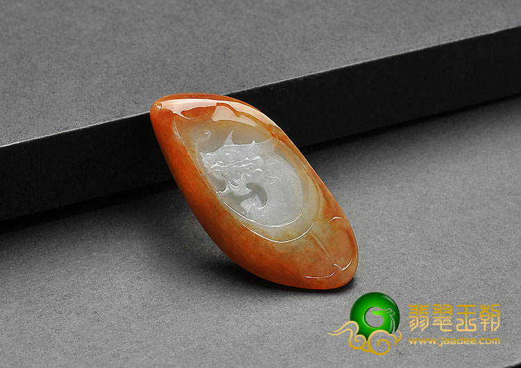 糯冰种红黄翡缅甸翡翠A货龙挂件