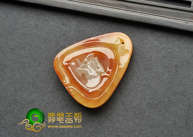 糯冰种红黄翡缅甸翡翠A货龙凤呈祥挂件