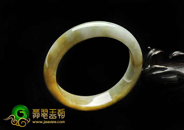 糯冰种褐黄翡缅甸翡翠A货手镯（57mm）