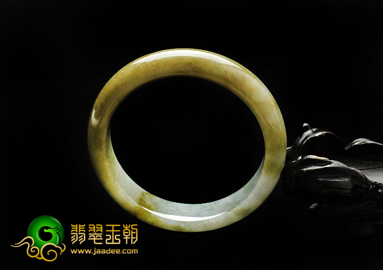 糯冰种褐黄翡缅甸翡翠A货手镯（57mm）