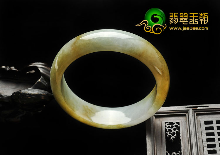 糯冰种褐黄翡缅甸翡翠A货手镯（57mm）