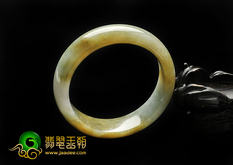 糯冰种褐黄翡缅甸翡翠A货手镯（57mm）