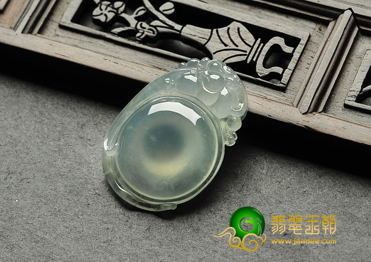 冰种晴水缅甸翡翠A货福在眼前挂件