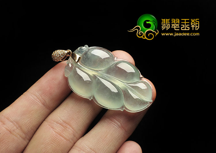 冰种晴水缅甸翡翠A货叶子挂件