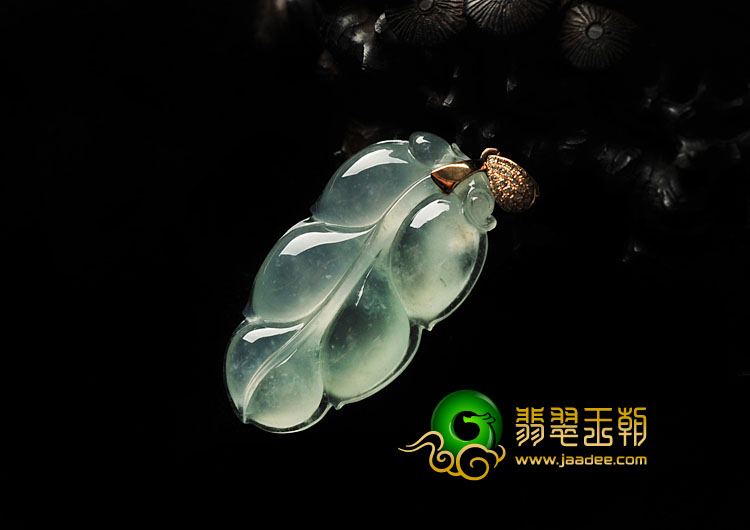 冰种晴水缅甸翡翠A货叶子挂件