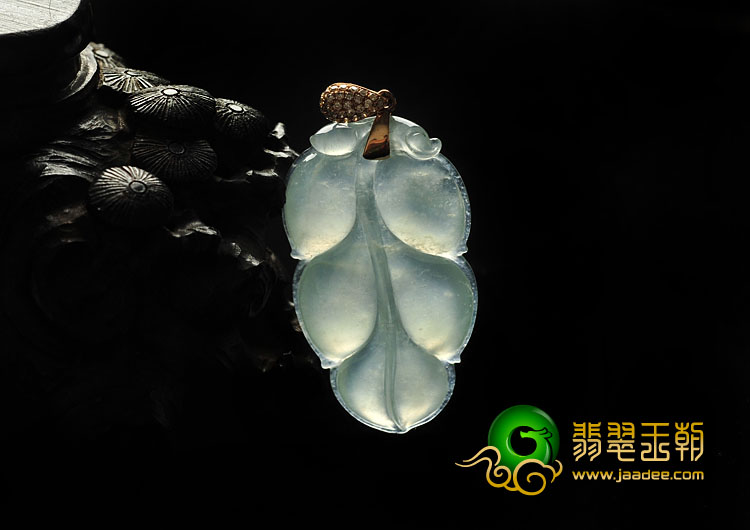 冰种晴水缅甸翡翠A货叶子挂件