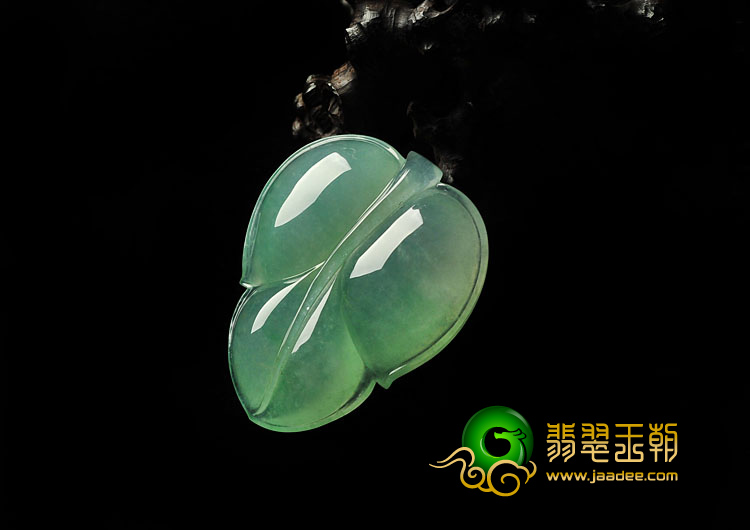 冰种晴水缅甸翡翠A货叶子挂件