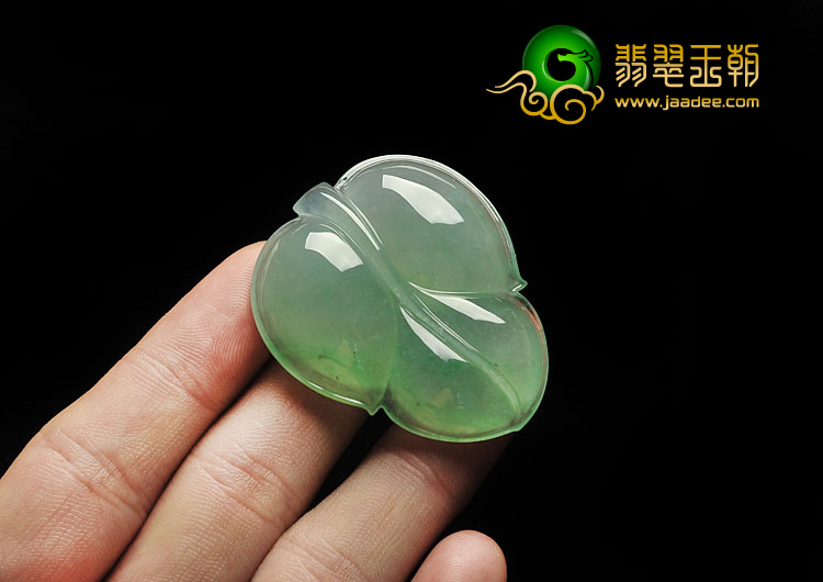 冰种晴水缅甸翡翠A货叶子挂件
