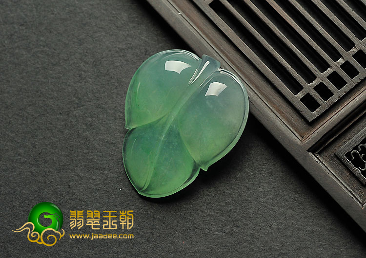 冰种晴水缅甸翡翠A货叶子挂件