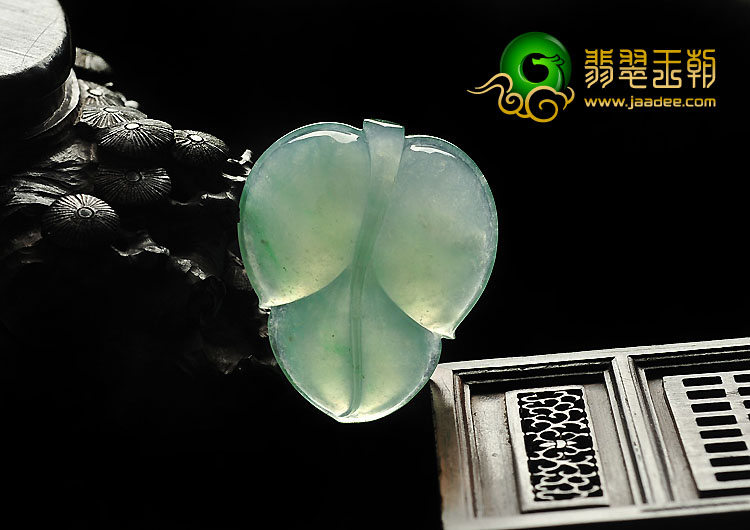 冰种晴水缅甸翡翠A货叶子挂件