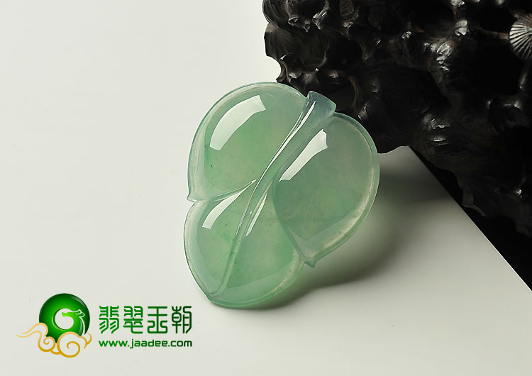 冰种晴水缅甸翡翠A货叶子挂件