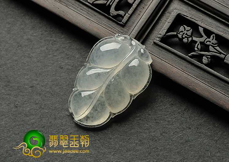 冰种缅甸翡翠A货叶子挂件
