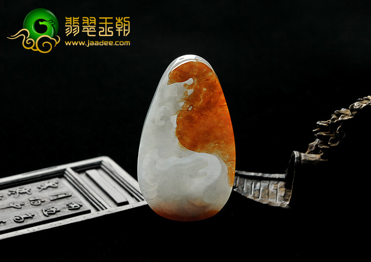 糯冰种红翡缅甸翡翠A货龙马精神挂件