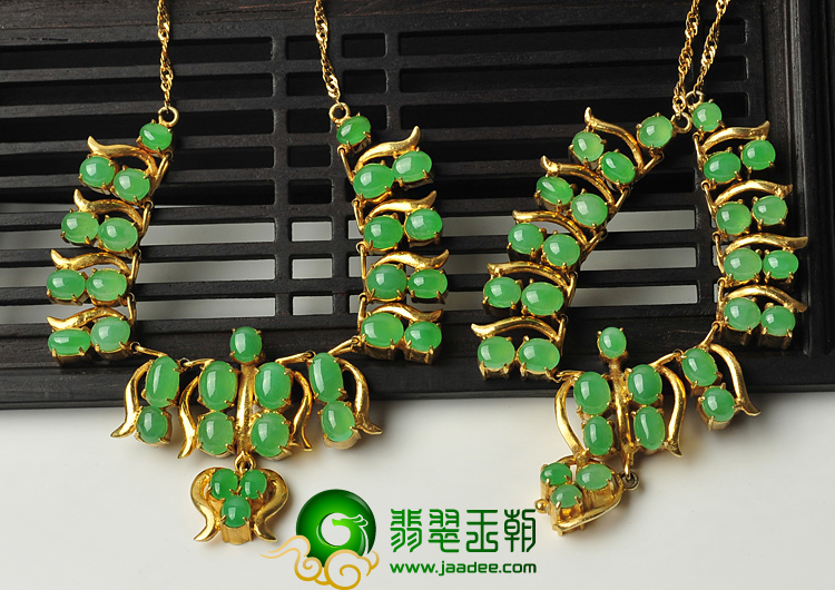冰种翠色缅甸翡翠A货满绿项链面（一批走）
