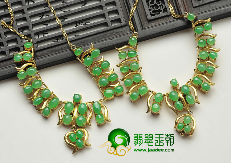 冰种翠色缅甸翡翠A货满绿项链面（一批走）