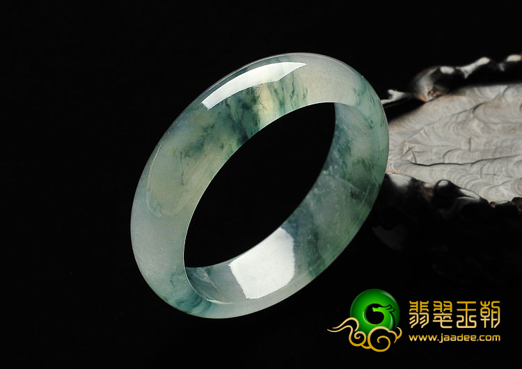 冰种飘花缅甸翡翠A货手镯（55.4mm）