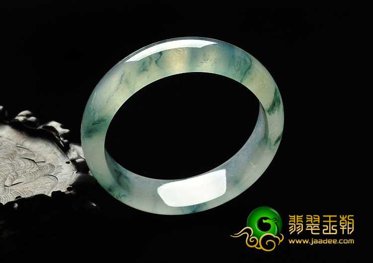 冰种飘花缅甸翡翠A货手镯（56.9mm）
