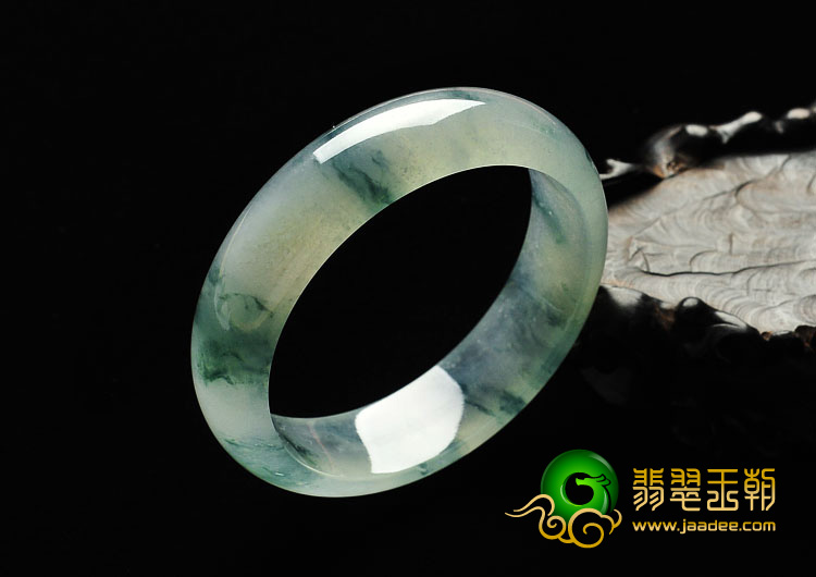 冰种飘花缅甸翡翠A货手镯（56.9mm）