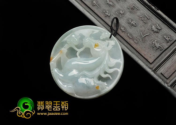 冰种淡晴水缅甸翡翠A货奔马挂件