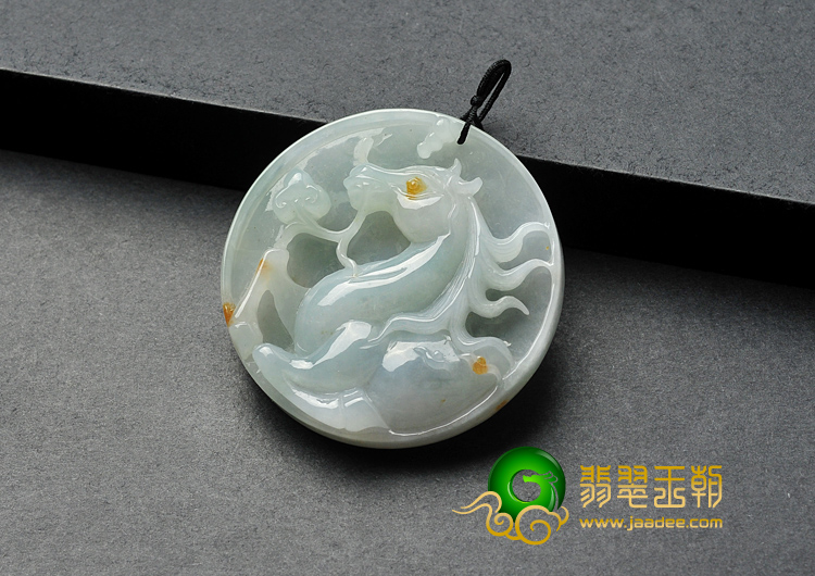 冰种淡晴水缅甸翡翠A货奔马挂件