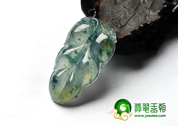 冰种飘花缅甸翡翠A货叶子挂件