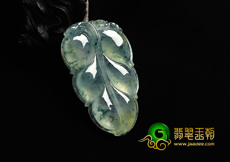 冰种飘花缅甸翡翠A货叶子挂件