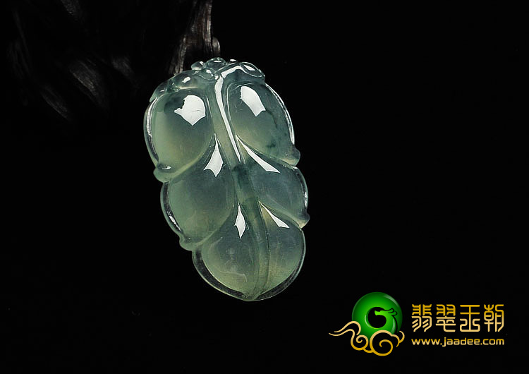 冰种飘花缅甸翡翠A货叶子挂件