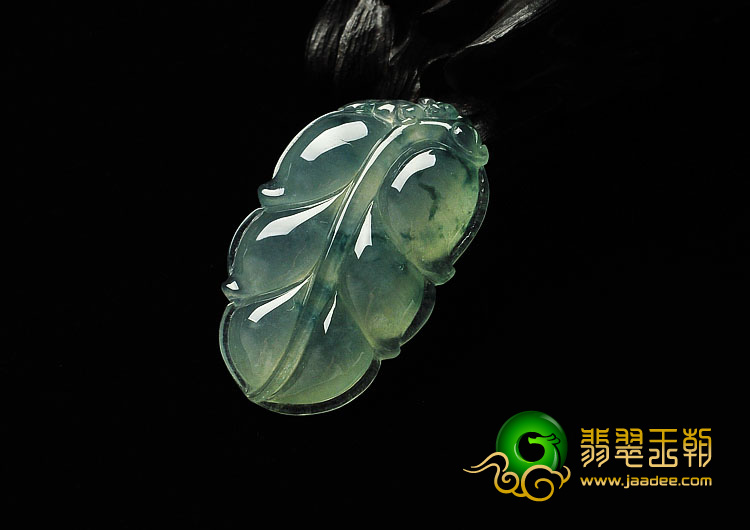 冰种飘花缅甸翡翠A货叶子挂件