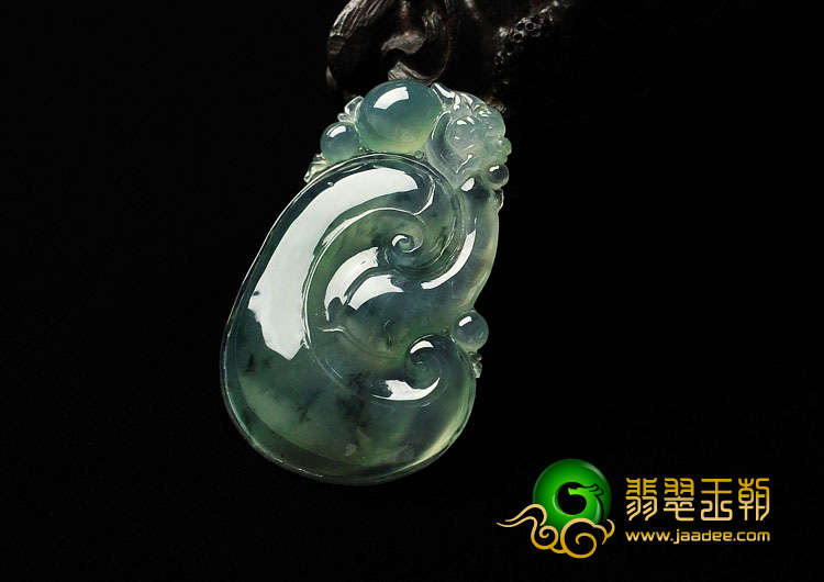 冰种飘花缅甸翡翠A货如意寿挂件