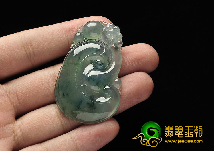 冰种飘花缅甸翡翠A货如意寿挂件